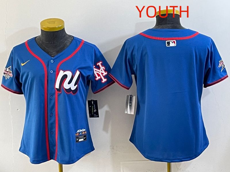 Youth 2025 New York Mets Blank Blue All star Nike MLB Jersey style 02